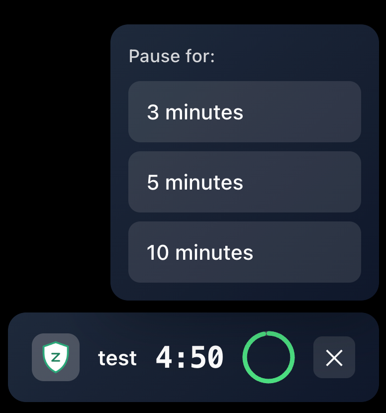 ZFocus pause feature